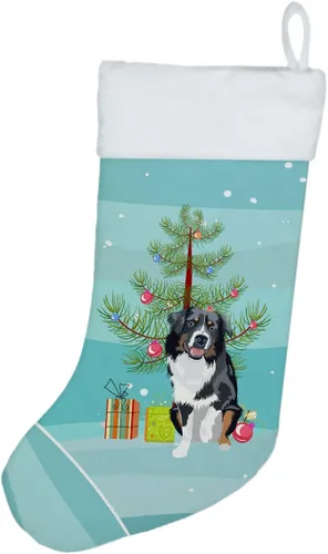 Caroline's Treasures WDK2945CS Pastor Australiano Negro Tricolor #1 Navidad Calcetín de Navidad Medias Colgantes para Chimenea Decoración de Fiesta