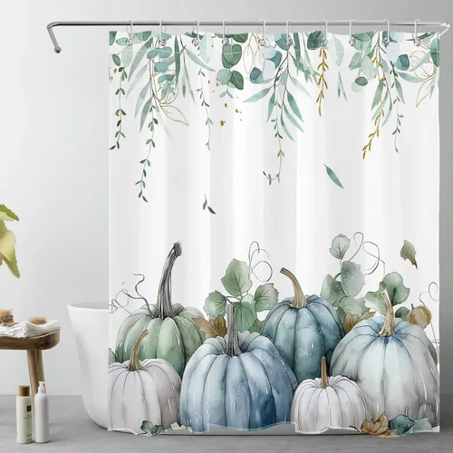 Miniatura 21 de LB Cortina de ducha espeluznante de Halloween, lindo fantasma en flores, árbol negro, luna llena, cortinas de ducha para baño, tela de poliéster