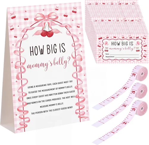 Miniatura 10 de Sinload Juego de 54 piezas de arco rosa para baby shower, coqueta rosa con lazo para medir el vientre, incluye el signo de vientre de mamá 50