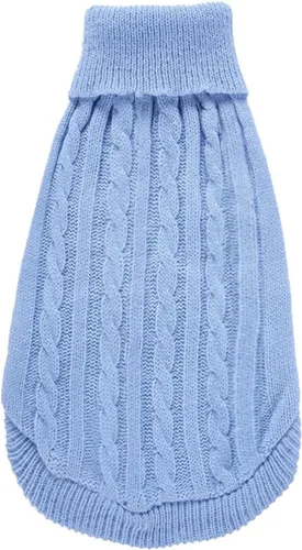 Miniatura 6 de Suéteres tejidos para perros pequeños, sudadera cálida para mascotas y gatos, ropa de invierno, suéter para gatitos y cachorros (Grande, azul claro)