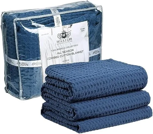 Miniatura 14 de HILLFAIR Manta de Algodón 100% Peinado– Mantas de Cama Tamaño Twin– Mantas Cálidas Suaves para Todas las Estaciones Transpirables Ligeras de Verano