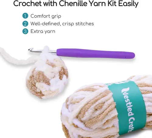 Miniatura 3 de NestledCrafts Kit de Ganchillo para Principiantes, Kit de Inicio de Amigurumi de Animales con Tutorial de Video Paso a Paso, Juego de Tejido Fácil