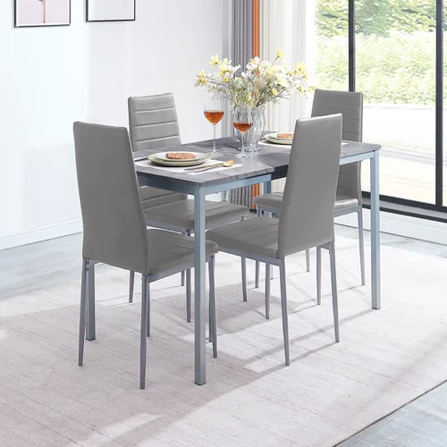 Miniatura 2 de Mesa de comedor de mármol con parte superior de MDF y marco de metal, mesa de cocina rectangular para restaurante, apartamento y espacio pequeño