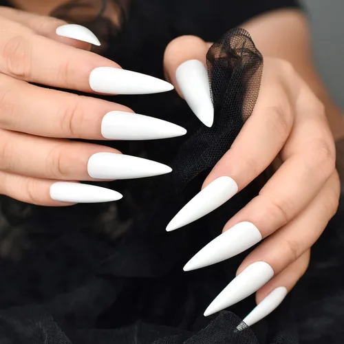 Miniatura 16 de Elevenail - Uñas postizas de longitud media, punta vino rojo, uñas postizas de cobertura total, uñas postizas cortas, uñas falsas, uñas falsas Rojo