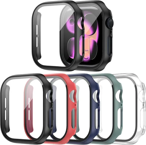 Miniatura 17 de Paquete de 16 fundas rígidas de PC para Apple Watch de 38 mm Series 3 2 con protector de pantalla de vidrio templado, cubierta protectora