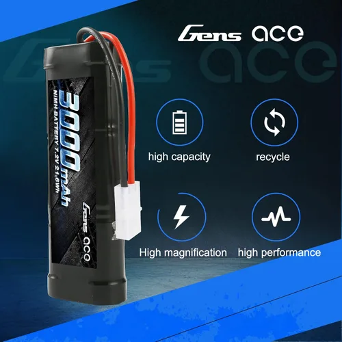 Miniatura 4 de Gens ace 7.2V 3000mAh NiMH Batería recargable de alta potencia baja autodescarga con Tamiya Plug para RC Cars Truggy Tank Electric RC Monster Truck