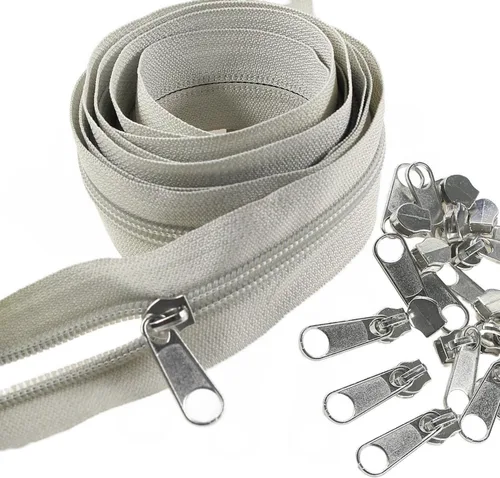 Miniatura 24 de Leekayer The Yard - Cremalleras de bobina de nailon blanco #5 a granel de 10 yardas con 25 deslizadores plateados para costura DIY bolsa