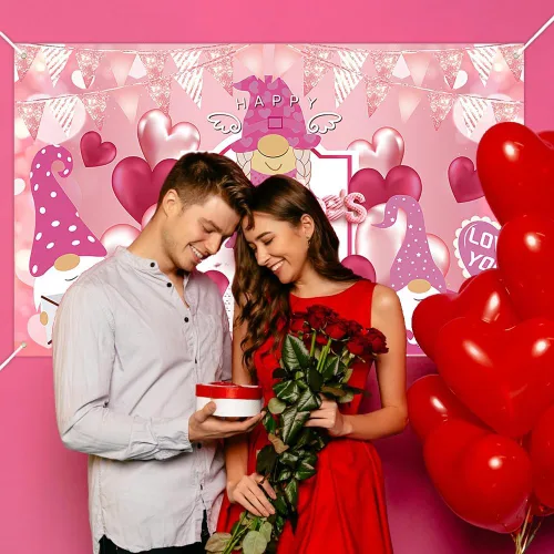 Miniatura 4 de Telón de fondo para fotografía del día de San Valentín, telón de fondo de pancarta de feliz día de San Valentín, suministros de fiesta con diseño
