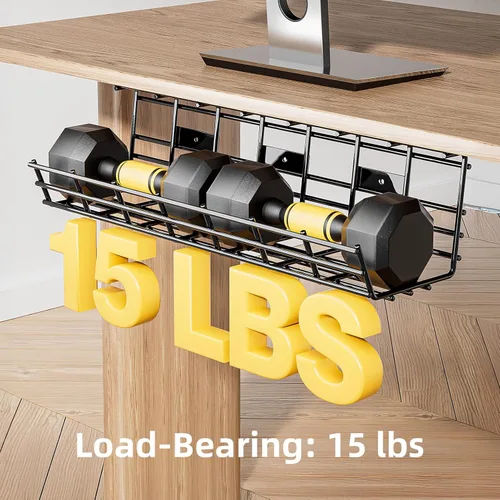 Miniatura 5 de Delamu - Paquete de 2 bandejas de gestión de cables para debajo del escritorio, organizador de cables de metal grande, organizador de cables