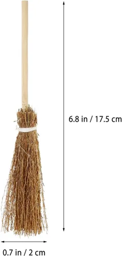 Miniatura 2 de Toyvian Juego de mini escobas decorativas tejidas a mano, 5 piezas de 7.08 pulgadas, accesorios para casa de muñecas pequeñas para manualidades
