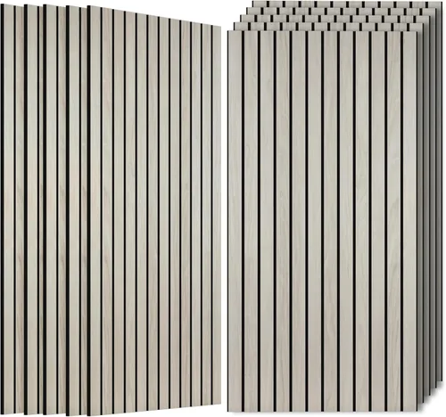 Miniatura 13 de Paneles de sonido de chapa de madera, paquete de 10 paneles de pared de 47.2 x 23.6 pulgadas, paneles acústicos decorativos para paredes