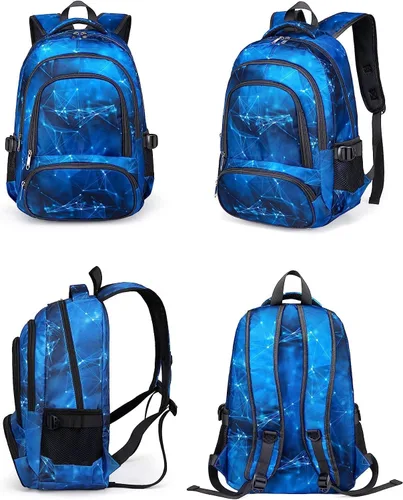 Miniatura 5 de BLUEFAIRY Mochila para niños y niñas, bolsas escolares para escuela secundaria, bolsas de libros para adolescentes, Azul celeste, Computadora