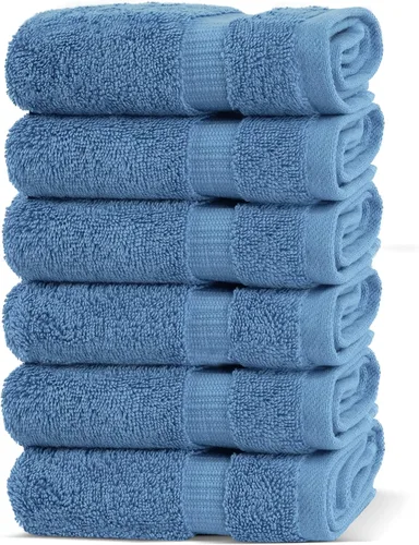 Miniatura 40 de Chakir Turkish Linens - Toallas turcas de alta calidad 100% algodón para baño, 13 x 13 pulgadas (6 toallas pequeñas, aguamarina)