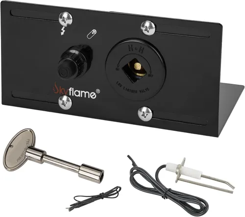 Miniatura 8 de Kit de quemador de hoguera de gas de acero inoxidable Skyflame extenso con encendido de chispa - Incluye encendedor de botón, llave de gas recta