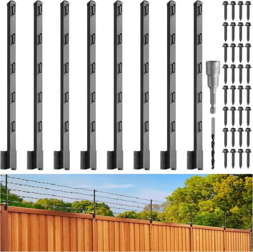 Miniatura 16 de Extensor de poste de valla, alambre de púas de 23.5 pulgadas, brazo extendido, para cercas exteriores para aumentar la altura, proteger