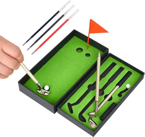 Mini juego de bolígrafo de golf, rojo, azul y negro, tres tipos de tinta, adecuado para oficina, estudio cuando se cansa la descompresión, mini