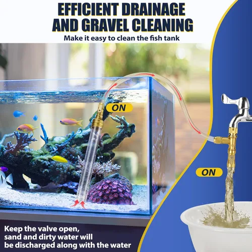 Miniatura 6 de GADFISH Aspiradora de grava para acuario, cambiador de agua, herramientas de limpieza de peceras, bomba rápida universal de sifón, cambio de agua