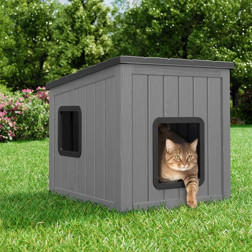 Miniatura 9 de NUNU LAB Caja de arena para gatos, casa para gatos al aire libre, resistente a la intemperie y a los rayos UV, refugio de material PP con techo