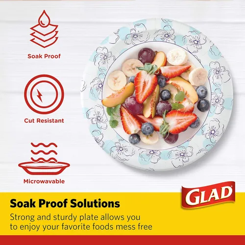 Miniatura 3 de Glad - Platos de papel desechables cuadrados para todas las ocasiones Azul
