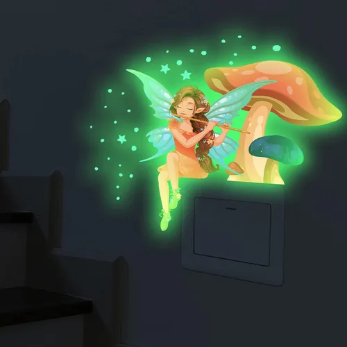 Miniatura 3 de Calcomanías de pared de hongos, calcomanías de decoración de interruptor de luz, calcomanías de interruptor, calcomanías de pared brillantes