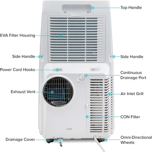 Miniatura 3 de Aire acondicionado Ivation con Wi-Fi de 8500 BTU hasta para 250 pies cuadrados (5500 BTU SACC), control por app 3 en 1, deshumidificador