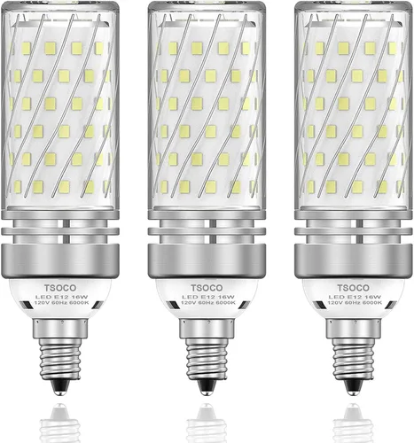 Miniatura 10 de Bombillas LED E12, bombillas de araña de 12 W, 6000 K, luz blanca diurna, equivalente a 1200 lúmenes, 100 W, bombillas de ventilador de techo