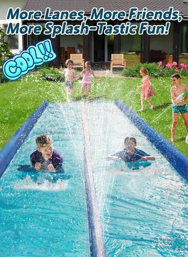 Miniatura 4 de Tobogán de agua para niños y adultos con rieles de protección inflables extragrandes y rociadores de agua de doble vía, diseño resistente y extra