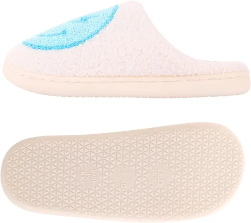 Miniatura 4 de Pantuflas Retro con Rayo y Cara Sonriente, de Felpa Suave, Cómodas y Cálidas, de Forro Polar para Mujer