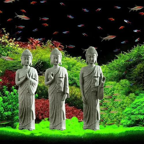 Miniatura 4 de Estatua de Buda para acuario, estatua de Buda de pecera, decoraciones de estatua de Buda de piedra arenisca natural, esculturas de Buda para pecera
