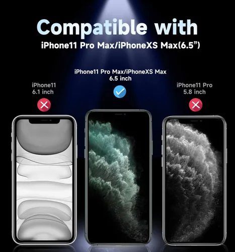 Miniatura 2 de MAGIC JOHN Paquete de 2 protectores de pantalla de vidrio para iPhone 11 Pro Max de 6.5 pulgadas, instalación automática de eliminación de polvo