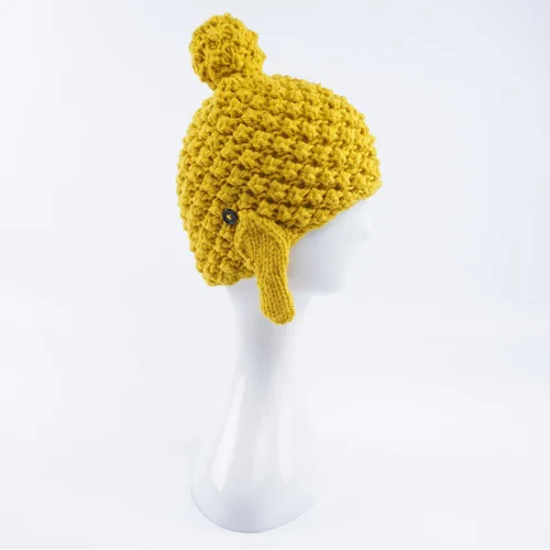 Miniatura 6 de Gorro de punto hecho a mano con cabeza de Buda para mujer, para invierno, patinaje, camping, senderismo, gorro cálido Amarillo