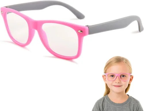 Miniatura 10 de Lentes rectangulares digitales con bloqueo de luz azul para niños y niñas de 5 a 12 años Amarillo