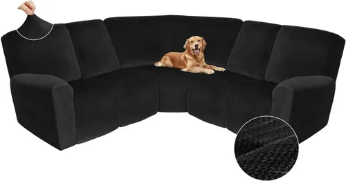 Miniatura 299 de Arfntevss Fundas de sofá seccional reclinable de terciopelo, Funda de sofá seccional de esquina para sofá reclinable, Funda elástica suave