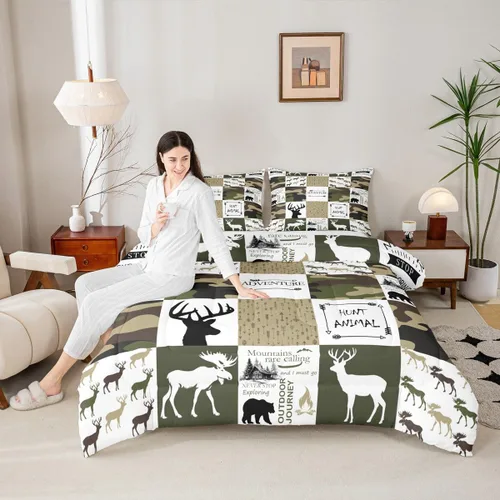Miniatura 48 de Castle Fairy Juego de edredón con diseño de gato lindo para niños, tamaño twin, juego de ropa de cama con hojas de flores, luna, noche y cielo