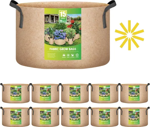 Miniatura 23 de iPower Paquete de 10 bolsas de cultivo de 3 galones, macetas de tela no tejida, contenedor de aireación con asas de correa para jardín y plantación