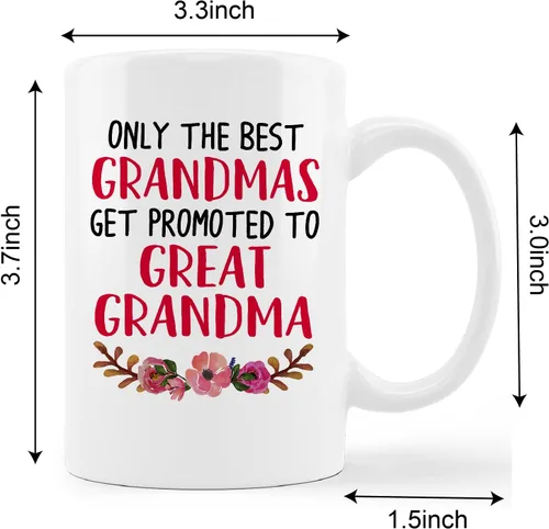 Miniatura 5 de Taza de cerámica con texto en inglés «Only The Best Grandmas Get Promoted to Great Grandma», taza de té con leche de 11 onzas, regalo de cumpleaños