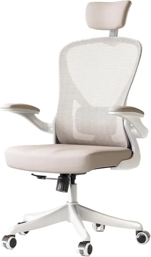 Miniatura 3 de Silla de Oficina Ergonómica con Soporte Lumbar Ajustable y Reposabrazos Abatibles - Silla de Escritorio de Computadora de Respaldo Alto con Cojín