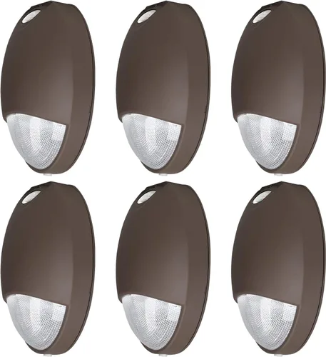 Luz de emergencia LED con respaldo de batería y sensor de fotocélula - Soporte de pared impermeable para exteriores de 12 W, diagnóstico de