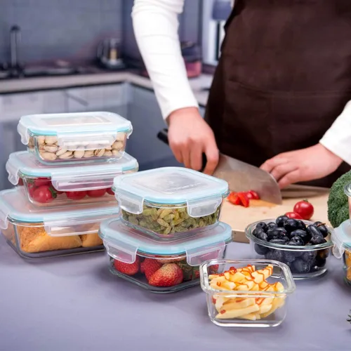 Miniatura 7 de AILTEC Contenedores de vidrio para almacenamiento de alimentos con tapas, juego de recipientes de vidrio para preparación de comidas, herméticos a