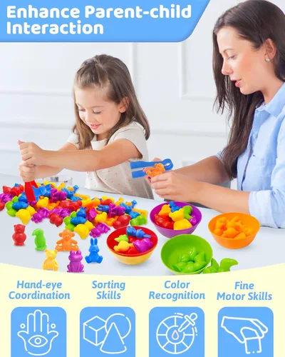 Miniatura 4 de Oomloid Animales para Contar Juguetes Montessori para Niños de 3, 4, 5 Años, Niños y Niñas, Juguetes Educativos Sensoriales para Actividades