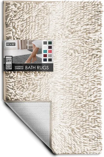 Miniatura 100 de Hearth & Harbor Alfombras de baño, tapete de baño de chenilla - Alfombras de baño lavables a máquina para baño con respaldo antideslizante de goma