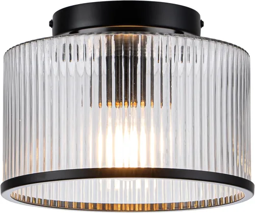 Miniatura 20 de MAYNA Lámpara de techo de granja, lámpara de techo rústica de 2 luces con montaje empotrado de metal y madera, accesorios de iluminación de pasillo