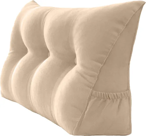 Miniatura 53 de Peachwell Almohada triangular de lectura para reposo en cama, cojín reforzador grande para cabecero, respaldo, almohada de cuña con funda extraíble