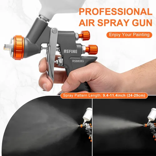 Miniatura 4 de Pistola de pulverización de aire REFINE, pistola de pintura automotriz con boquilla de 1.4/1.8/2.0mm, pistola de pulverización automotriz