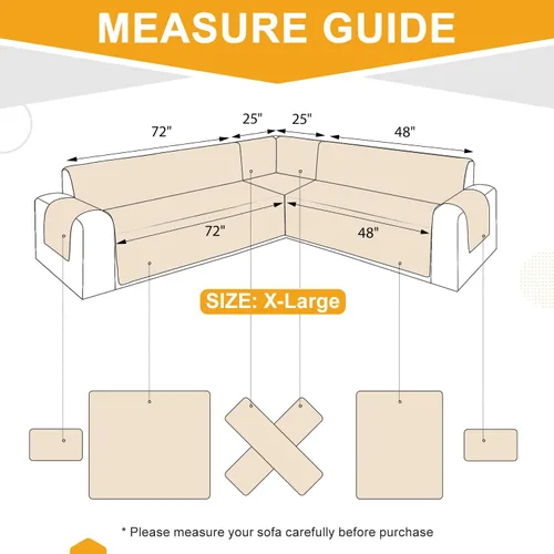 Miniatura 2 de ALIECOM Fundas para sofá seccional de esquina en forma de L Fundas para sofá reversibles lavables para sofá seccional Funda para sofá deslizable
