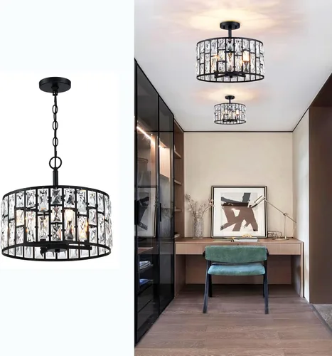 Miniatura 22 de MEXO Lámpara Colgante de Cristal Moderna Accesorio de Iluminación Paquete de 2 con Acabado Dorado Iluminación Colgante Candelabro de Cristal