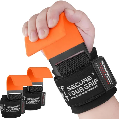Miniatura 11 de Ganchos de acero para levantamiento de pesas de alta resistencia, juego de 2 guantes de entrenamiento acolchados de alta calidad