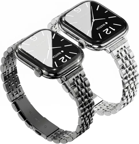 Miniatura 10 de Slim Metal Band Compatible with Apple Watch Bands for Women, Series 11/10/9/8/7/6/5/4/3/2/1/SE, 46/42mm (S11/10), 45/44/42mm, 41/40/38mm Stainless
