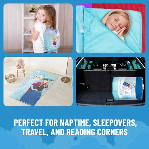 Miniatura 4 de Jay Franco Disney Frozen Sparkle Saco de Dormir - Saco de dormir/bolsa de dormir ligero para niños, acogedor y cálido, con Anna y Elsa
