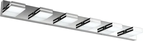 Miniatura 63 de SineRise - Lámpara LED para tocador de baño - Moderna lámpara de acrílico con acabado cromado para iluminación de pared sobre el espejo - 2 luces